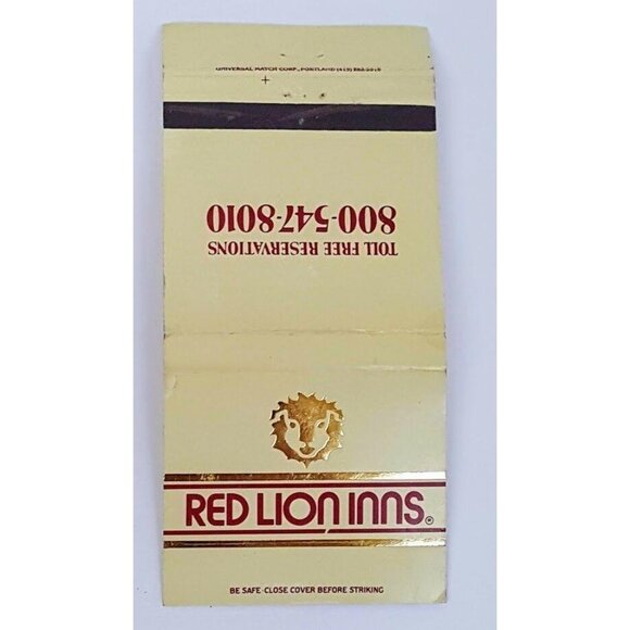 Matchbook Cover Red Lion Inns Gold Foil 21 Locations 30 Strike - Picture 4 of 5